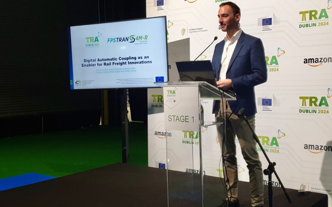 DB Cargo representing FP5-TRANS4M-R at Transport Research Arena 2024 in Dublin