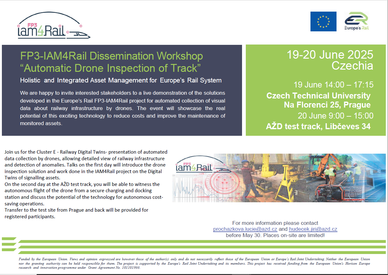 Automatic Track Visual Inspection by Drones: Dissemination Workshop of IAM4RAIL /Europe’s Rail FP3, WP15, in Prague, 19-20 June