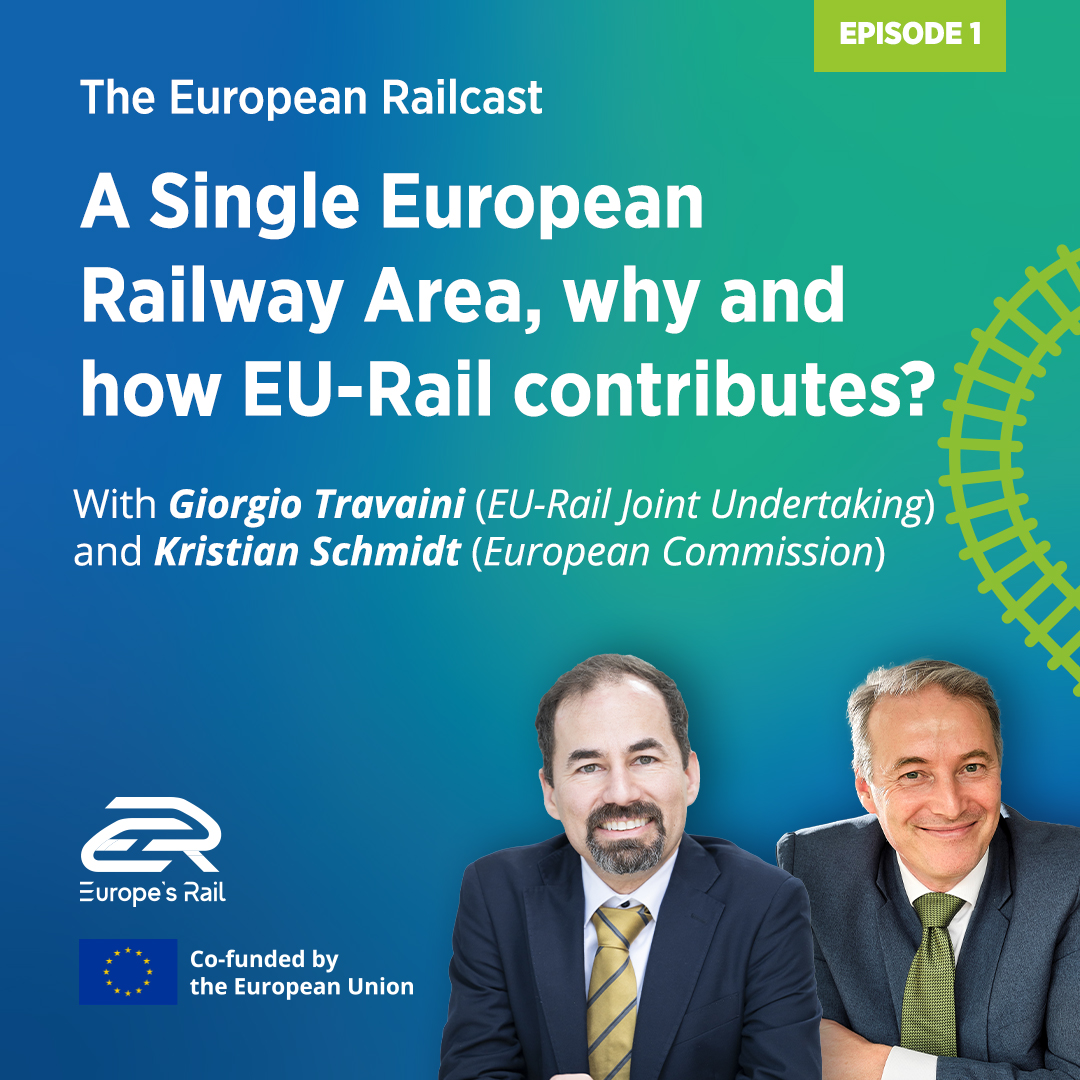 EU Rail Podcast Episode 1 LinkedInPost 2 Speakers 1080×1080 1